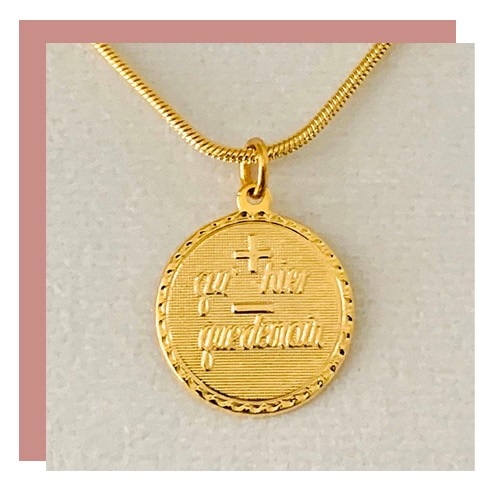 French pendant love you less than yesterday but more than tomorrow in gold