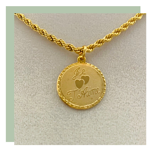 I love you pendant in gold
